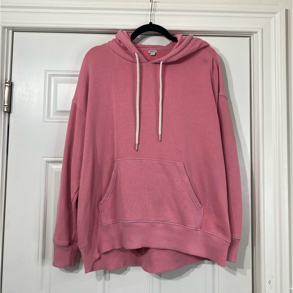 Aerie Hot Pink Distressed Hoodie Oversized Fit